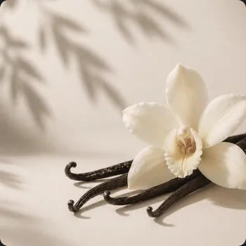 Flor de baunilha com favas de vanilla